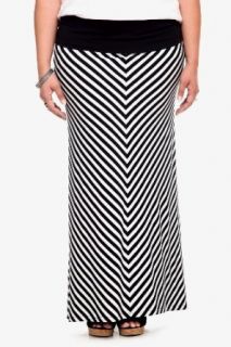 Black & White Mitered Striped Maxi Skirt at  Womens Clothing store