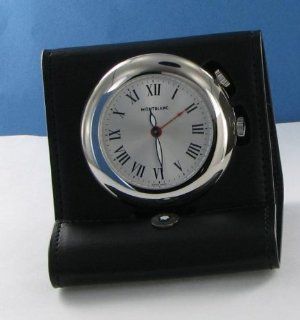 Shop Montblanc 101569 Palladium plated Travel Alarm Clock Qtz Black Leather Case at the  Home Dcor Store
