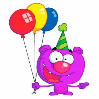 silly happy birthday party purple bear  balloons photo cutout