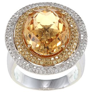 14k White Gold Citrine 7/8ct TDW White Diamond Ring (GH,SI1) Gemstone Rings