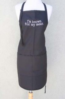 Black "I'm Known for My Meat" Embroidered Apron: Clothing
