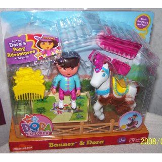 Fisher Price Dora's Pony Adventures Playset: Banner and Dora: Toys & Games
