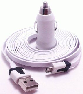 CablesFrLess 10ft (10 feet 10') Tangle Free Noodle Style Micro B USB Charging / Data Sync Cable + USB Car Adapter fits most Android devices Cell Phones & Accessories