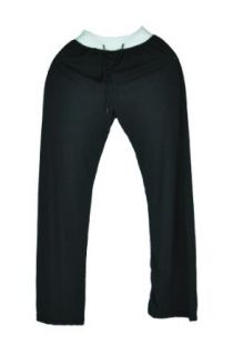 Cotton Long Straight Leg Drawstring Yoga Sport Gym Pants in Black Clothing