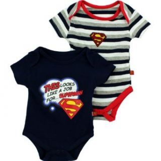 DC Comics Boys Superman "Looks Like a Job For" Bodysuit Set (2 Pack): Infant And Toddler Bodysuits: Clothing