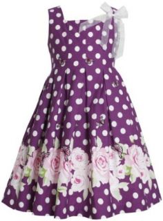 Size 6X, Purple, BNJ 7932R, Polka Dot Floral and Butterfly Border Print Fit N Flare Dress, Bonnie Jean Little Girls Party Dress: Special Occasion Dresses: Clothing