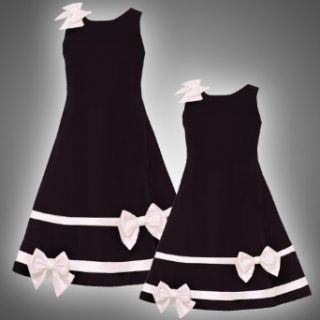 Size 6 RRE 46240H BLACK IVORY SATIN VELVET BOWS and BANDS Special Occasion Wedding Flower Girl Holiday Pageant Party Dress,H346240 Rare Editions LITTLE GIRLS Clothing