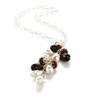 Sally C Treasures Convertible Cultured Freshwater Pearl and Smoky Quartz Chain 