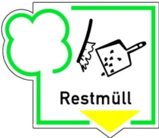 Aufkleber Recycling Schild Textz+Bild "Restmll" 216x250mm: Baumarkt