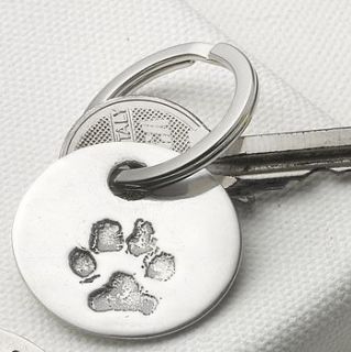 your pet's paw print key ring by touch on silver