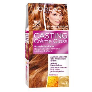 L'Oral Paris Casting Creme Gloss Pflege Haarfarbe, 834 Kupfergoldblond: Drogerie & Körperpflege