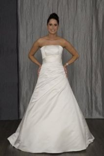 Brautkleid A Linie   Brautmode klassisch aus Satin   3700 (Maanfertigung, ivory): Bekleidung