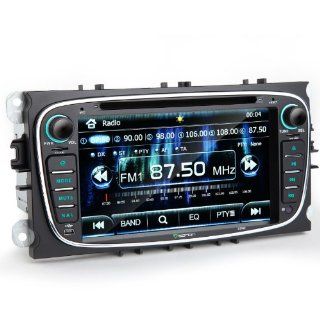 Eonon D5162E 7 Zoll Doppel 2 DIN Autoradio in schwarz mit DVD Player speziell fr Ford Mondeo, Focus, S max, eingebauter GPS Navigationssystem, Digital Touchscreen, untersttzt Lenkradfernbedienung, untersttzt Bluetooth Anruf & Musik & Telefonbuch