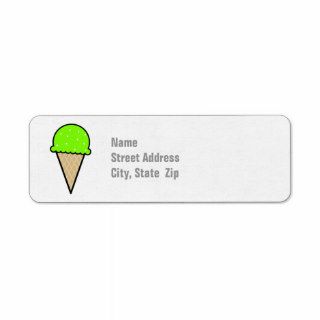 Chartreuse, Neon Green Ice Cream Cone Custom Return Address Labels