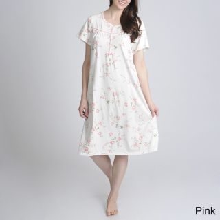 La Cera La Cera Womens Floral Printed 4 Button Front Ribbon Trim Gown Pink Size S (4 : 6)