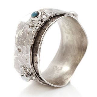 turquoise flower silver spinning ring by charlotte's web