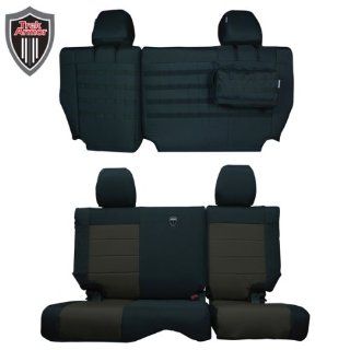 Trek Armor Jeep Seat Covers, Black on Grey Rear Bench Seat Covers for 2011 to 2012 Jeep Wrangler Jk. Pair: Automotive