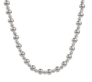 Sterling 18 Polished & Diamond Cut Bead Necklace —