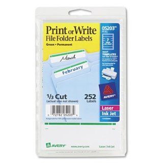 Avery 05203   Print or Write File Folder Labels, 11/16 x 3 7/16, White/Green Bar, 252/Pack AVE05203 : Office Products