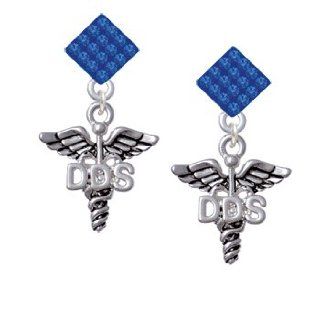 Caduceus   DDS Blue Sapphire Crystal Diamond Shaped Lulu Post Earrings [Jewelry]: Jewelry