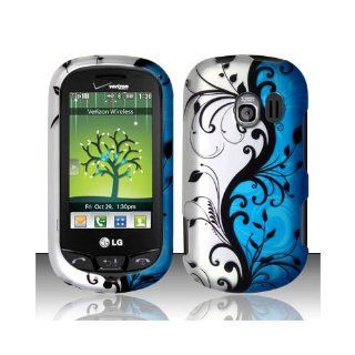 Blue Silver Floral Hard Cover Case for LG Extravert VN271 UN271 AN271: Cell Phones & Accessories