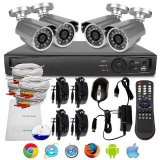 R TECH Surveillance System with 8 Channel 1080p 500GB H.264 DVR with 4 500TVL IR Outdoor CCTV Security Cameras   3G Android, iphone, ipad and Tablet Compatible : Complete Surveillance Systems : Camera & Photo