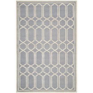 Safavieh Handmade Moroccan Cambridge Geometric pattern Silver Wool Rug (8 X 10)