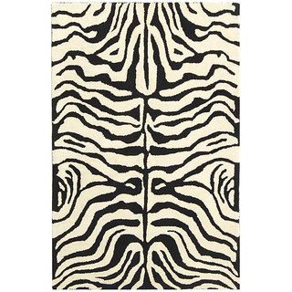Handmade Soho Zebra Ivory/ Black New Zealand Wool Rug (36 X 56)