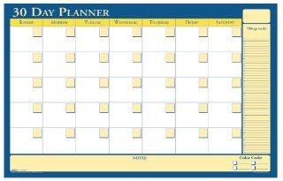 House of Doolittle 30/60 Day Laminated Non Dated Planner with Write on/Wipe off feature, 48 x 32 Inch, Recycled, Yellow/Blue (HOD6311) : Planning Boards : Office Products