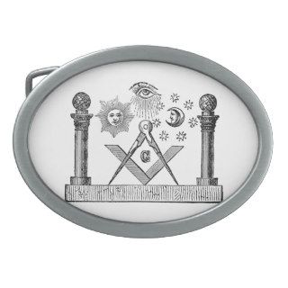 Antique Masonic G Kenning Blockcut engraving Belt Buckles