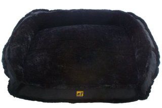 K9 Ballistics LUX Bolster Rectangle Bed Gray Black Fur/Black Micro   XX Large (68"x40"x5") : Pet Beds : Pet Supplies