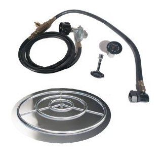 36" SS Fire Pit Ring Burner Kit With Pan Lp Connection Kit : Patio, Lawn & Garden