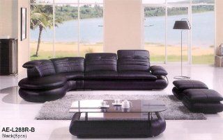 Shop 5pc Modern Sectional Leather Sofa Set #AM L288 BK at the  Furniture Store