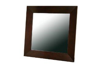 Baxton Studio Daffodil Dark Brown Wood Frame Modern Mirror, Square   Wall Mounted Mirrors