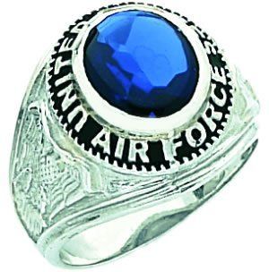 Men's 0.925 Sterling Silver United States Air Force Military Solid Back Ring: Jewelry