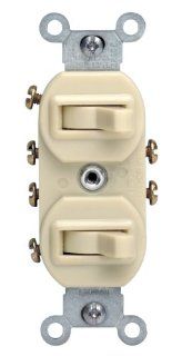 Leviton 5243 15 Amp, 120/277 Volt, Duplex Style Two 3 Way Combination Switch, Commercial Grade, Ivory   Wall Light Switches  