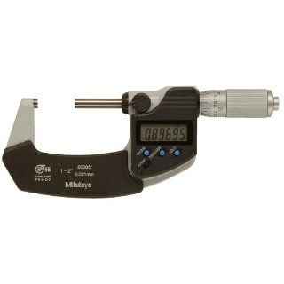 Mitutoyo 293 345, 1"   2" X .00005"/0.001mm IP65 Digimatic Outside Micrometer, No Output, Ratchet Thimble, With Standard Micrometer Heads