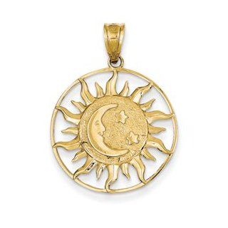IceCarats Designer Jewelry 14K Polished Sun With Moon Star Charm: IceCarats: Jewelry