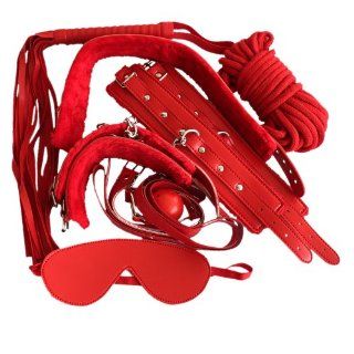 Red Fetish Bondage Restraint Beginner Complete Gear Cuffs Shackles Sex Toy Set: Health & Personal Care