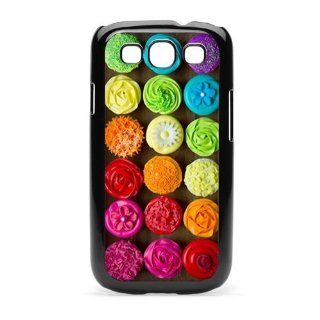 Samsung Galaxy S III S3 Black KB95 Hard Back Case Cover Colorful Rainbow Cupcakes Design: Cell Phones & Accessories