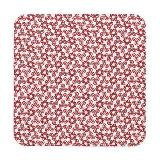 Modern Christmas Red Scroll Pattern Coasters