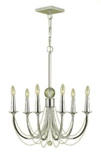 Candice Olson Shelby 6 x 60 Watt Light Candle Base Chandelier, Chrome with Crystal Ornament and Clear Beads   Chrome Chandalier  