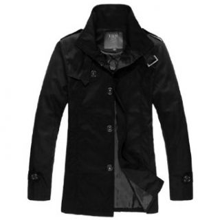 Mens New Fashion Stand Collar Single Breasted Waist Length Trench Coat at  Mens Clothing store Trenchcoats