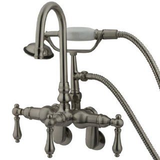 Kingston Brass CC301T8 Vintage Leg Tub Filler with Hand Shower and Wall Angle Arm, Satin Nickel   Bathtub And Showerhead Faucet Systems  