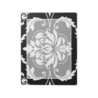 Diamond Damask in White on Black Memo Pad