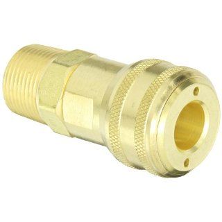Eaton Hansen 5500LLV Brass Interchange Pin Lock Pneumatic Fitting, Socket with Stainless Steel 303 Valve, 3/4" 14 NPTF Male, 3/4" Port Size, 1/2" Body, EPDM Seal: Quick Connect Hose Fittings: Industrial & Scientific