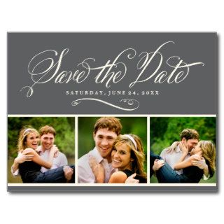 Gray Photo Save the Date  Calligraphy Script Postcard