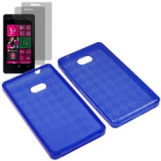 Aimo TPU Sleeve Gel Cover Skin Case for T mobile Nokia Lumia 810 + 2 Fitted Screen Protector  Blue Checker: Cell Phones & Accessories