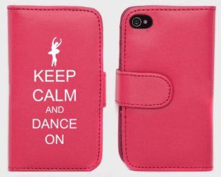 Pink Apple iPhone 5 5S 5LP297 Leather Wallet Case Cover Keep Calm and Dance On: Cell Phones & Accessories
