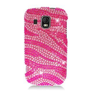 Eagle Cell PDSAMM930F302 RingBling Brilliant Diamond Case for Samsung Transform Ultra M930   Retail Packaging   Hot Pink Zebra: Cell Phones & Accessories